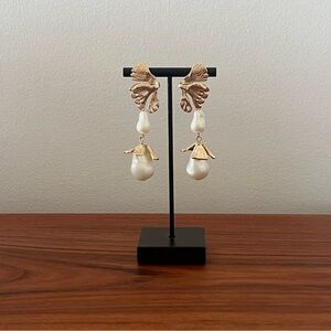 Elegant Gold and White Drop Earrings